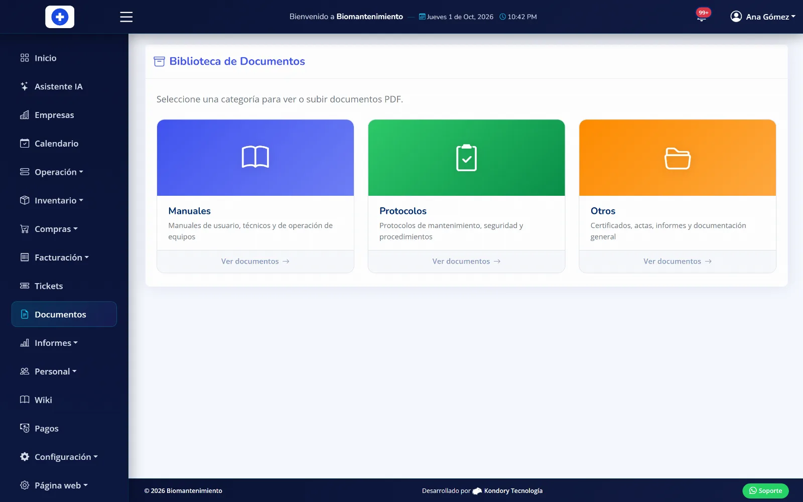Documentos y cumplimiento en BioMantenimiento